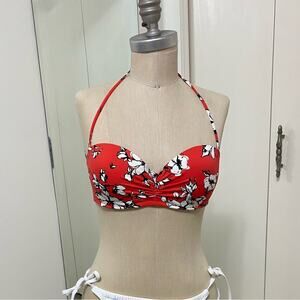 Abercrombie & Fitch Red Floral Push-Up Bikini Top Halter Swim Women’s Large